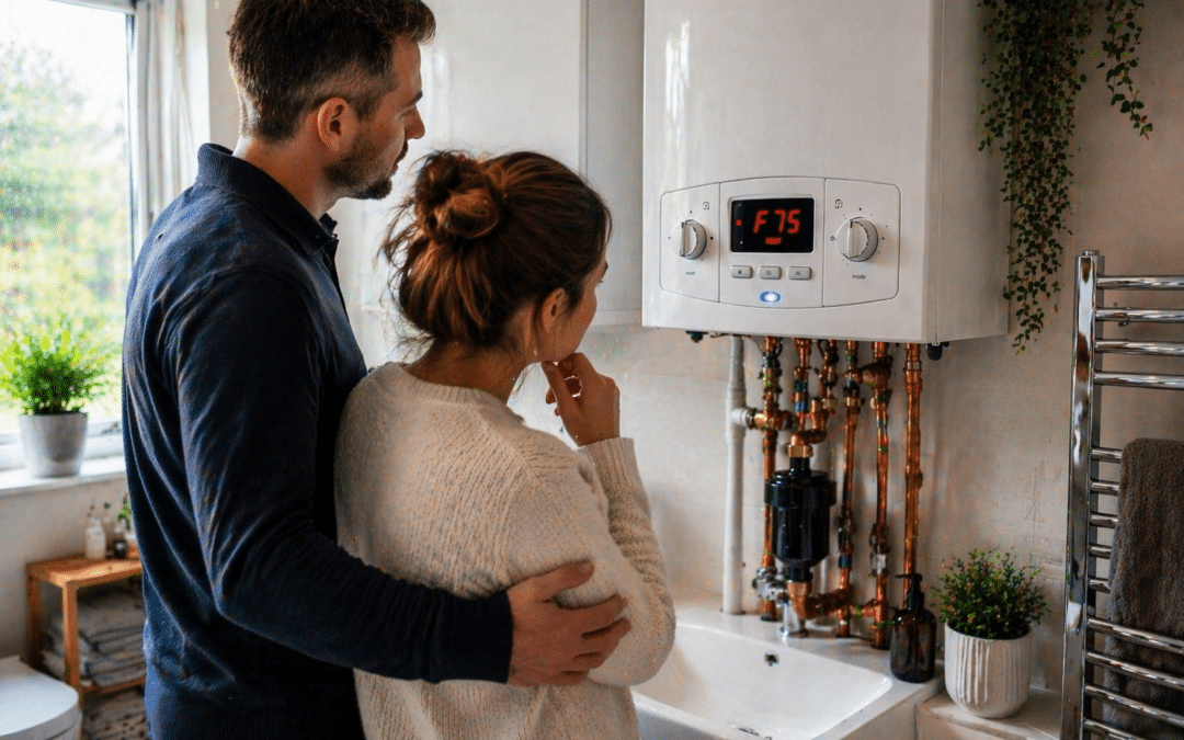 Family-looking-at-boiler-with-no-central-heating-or-hot-water